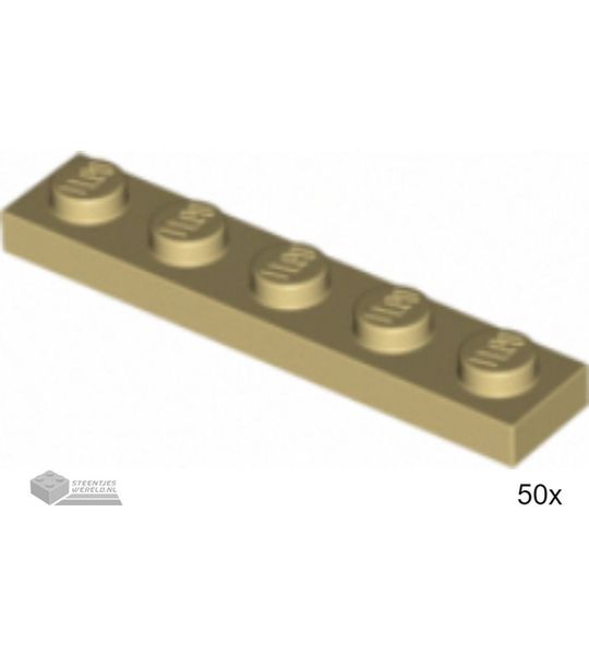 50x LEGO 78329 Plaat 1x5 Tan, 50 stuks