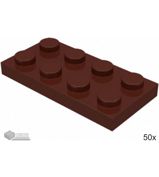 50x LEGO 3020 Plaat 2x4 Bruin, 50 stuks