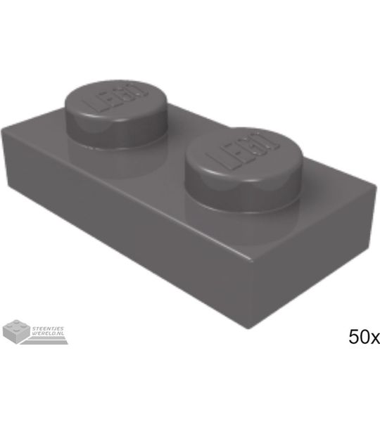 50x LEGO 3023 Plaat 1x2 Donker blauwgrijs, 50 stuks