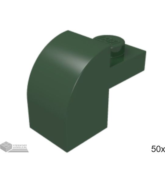 50x LEGO 6091 Dakpan gebogen Donkergroen, 50 stuks