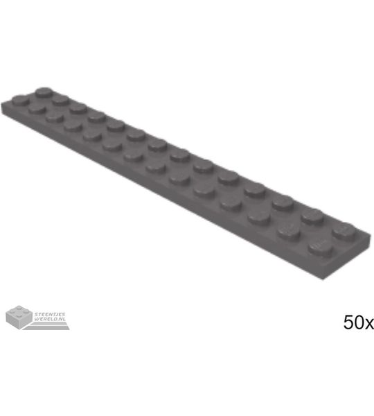 50x LEGO 91988 Plaat 2x14 Donker blauwgrijs, 50 stuks