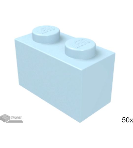 50x LEGO 3004 Steen 1x2 Fel lichtblauw, 50 stuks