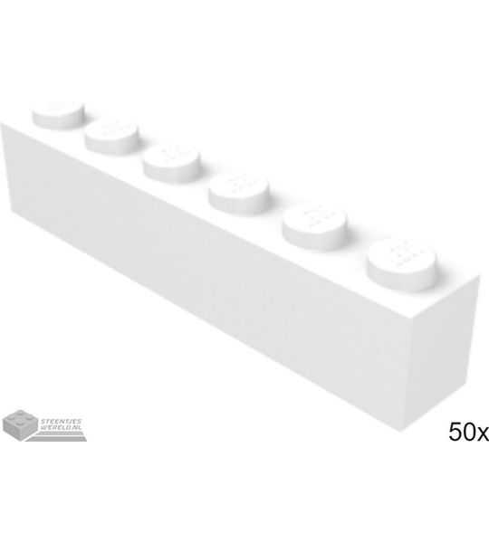 50x LEGO 3009 Steen 1x6 Wit, 50 stuks