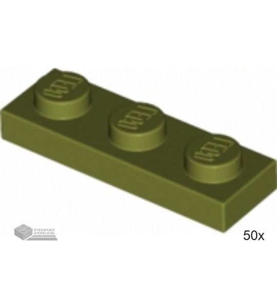 50x LEGO 3623 Plaat 1x3 Olijfgroen, 50 stuks