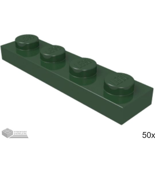 50x LEGO 3710 Plaat 1x4 Donkergroen, 50 stuks