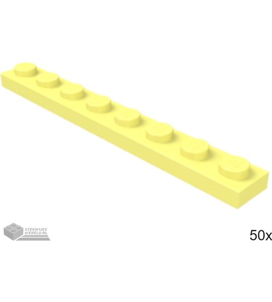 50x LEGO 3460 Plaat 1x8 Fel lichtgeel, 50 stuks
