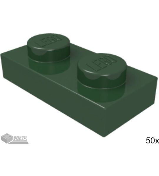 50x LEGO 3023 Plaat 1x2 Donkergroen, 50 stuks