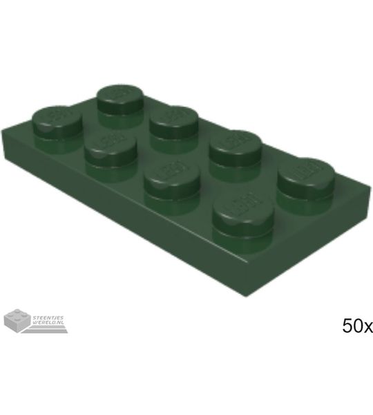 50x LEGO 3020 Plaat 2x4 Donkergroen, 50 stuks