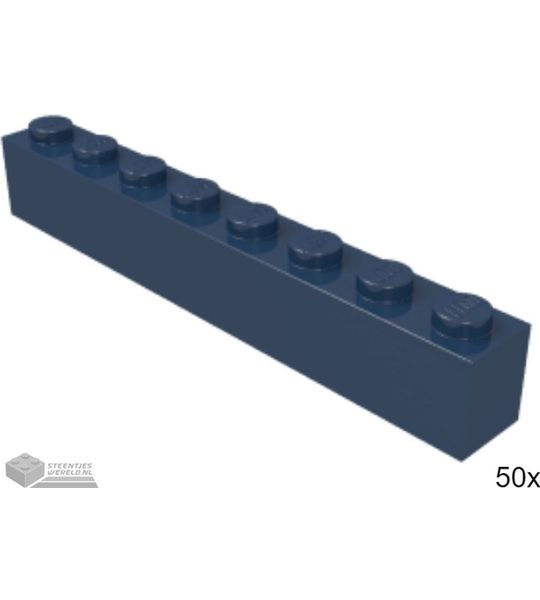 50x LEGO 3008 Steen 1x8 Donkerblauw, 50 stuks