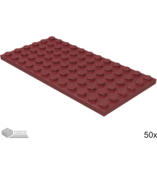 50x LEGO 3028 Plaat 6x12 Donkerrood, 50 stuks