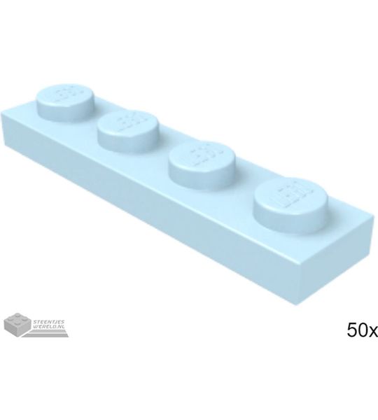 50x LEGO 3710 Plaat 1x4 Fel lichtblauw, 50 stuks