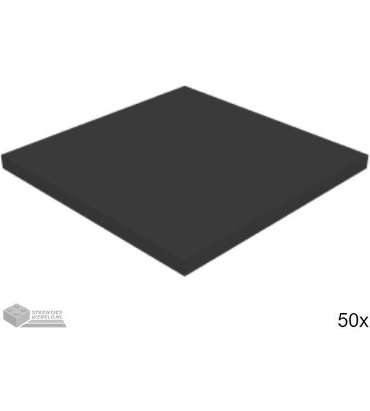 50x LEGO 10202 Tegel 6x6 Zwart, 50 stuks
