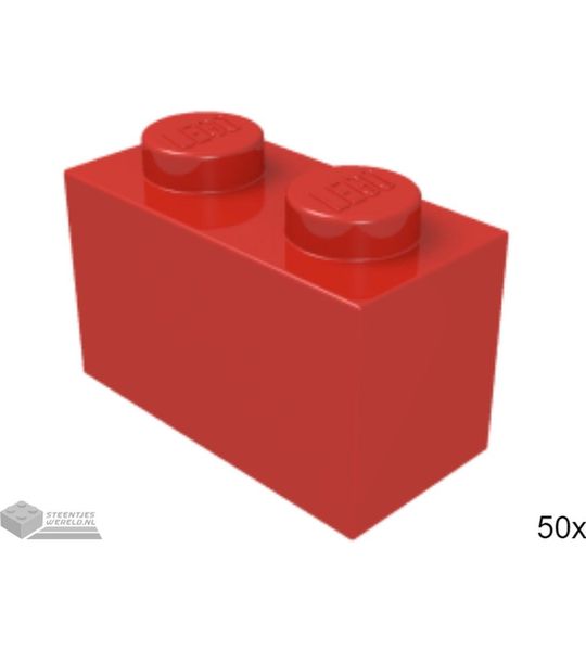 50x LEGO 3004 Steen 1x2 Rood, 50 stuks