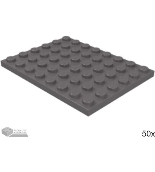 50x LEGO 3036 Plaat 6x8 Donker blauwgrijs, 50 stuks