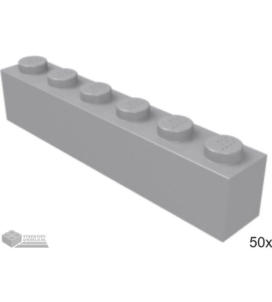 50x LEGO 3009 Steen 1x6 Licht blauwgrijs, 50 stuks