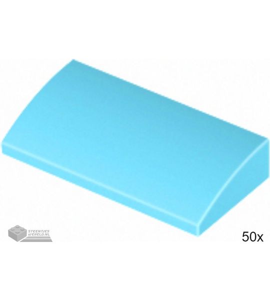 50x LEGO 88930 Dakpan gebogen Medium azuur, 50 stuks