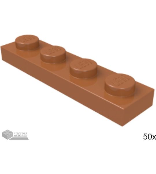 50x LEGO 3710 Plaat 1x4 Donker oranje, 50 stuks
