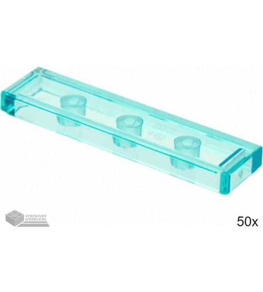 50x LEGO 2431 Tegel 1x4 Doorzichtig lichtblauw, 50 stuks
