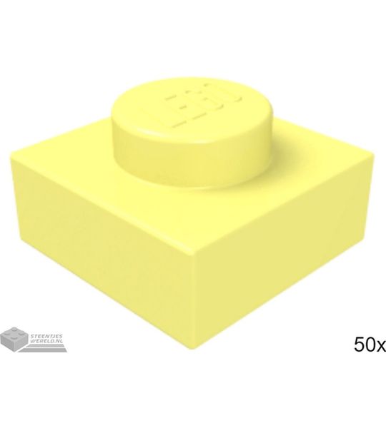 50x LEGO 3024 Plaat 1x1 Fel lichtgeel, 50 stuks
