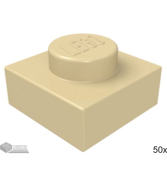 50x LEGO 3024 Plaat 1x1 Tan, 50 stuks