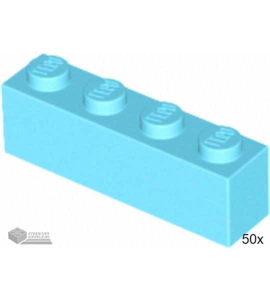 50x LEGO 3010 Steen 1x4 Medium azuur, 50 stuks