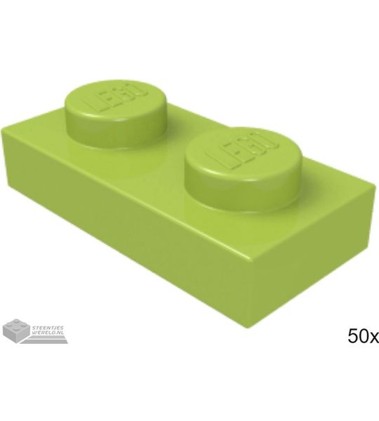 50x LEGO 3023 Plaat 1x2 Lime, 50 stuks