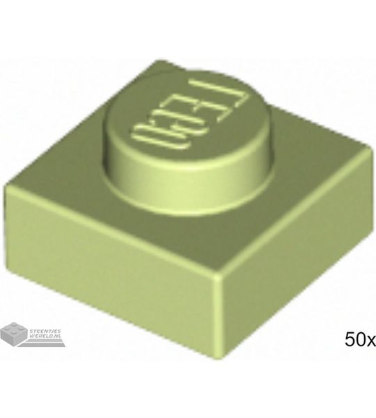 50x LEGO 3024 Plaat 1x1 Gelig groen, 50 stuks