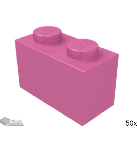 50x LEGO 3004 Steen 1x2 Donkerroze, 50 stuks