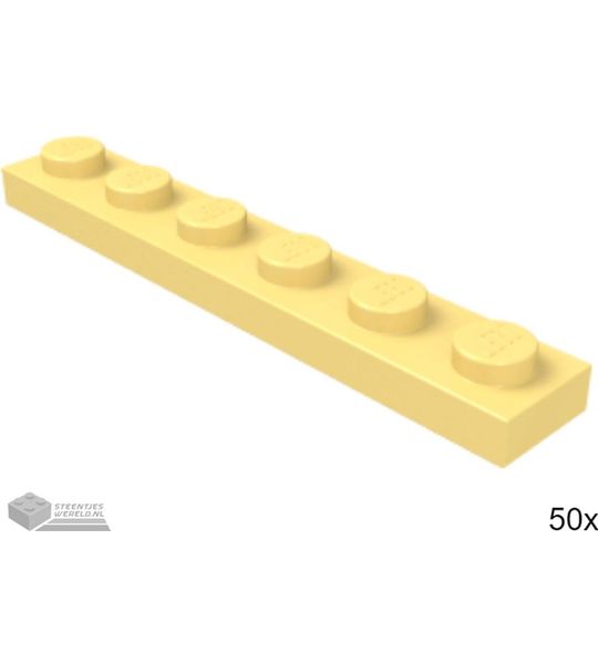50x LEGO 3666 Plaat 1x6 Fel lichtoranje, 50 stuks