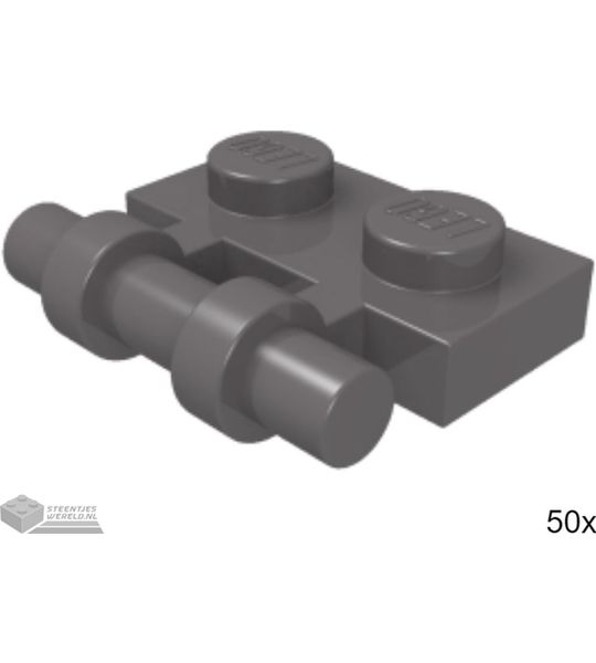 50x LEGO 2540 Donker blauwgrijs, Plaat aangepast, 50 stuks