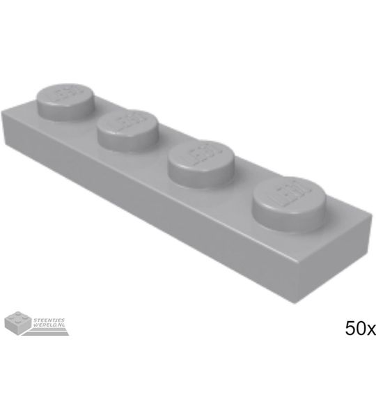 50x LEGO 3710 Plaat 1x4 Licht blauwgrijs, 50 stuks