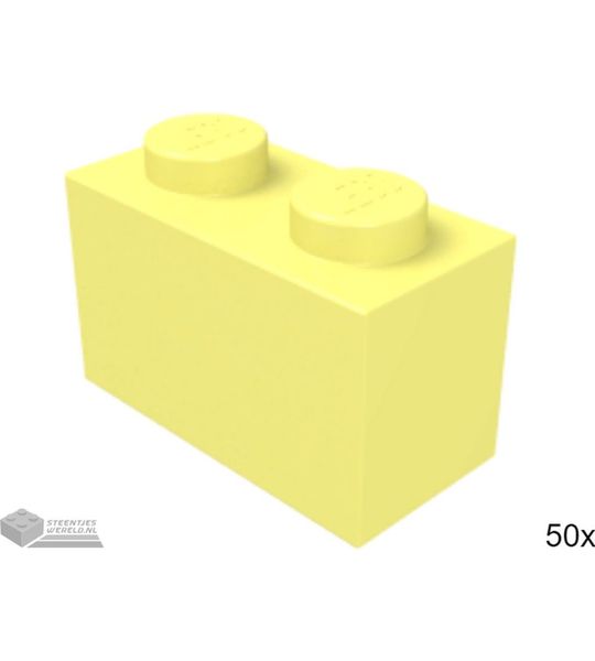 50x LEGO 3004 Steen 1x2 Fel lichtgeel, 50 stuks