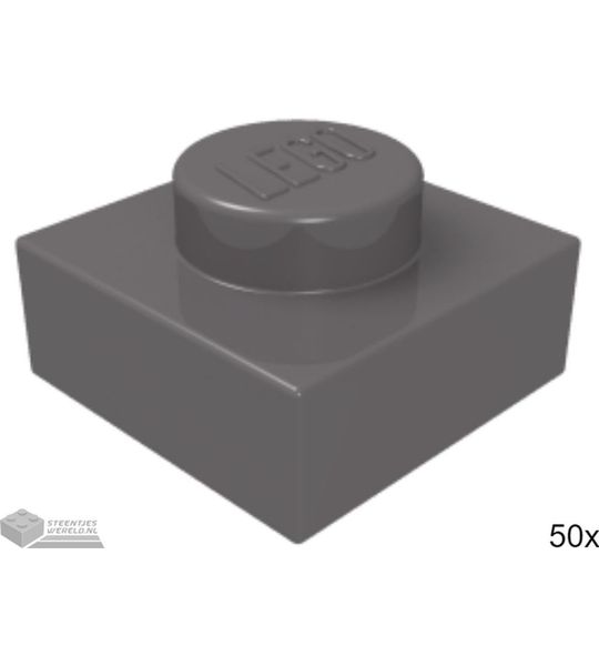 50x LEGO 3024 Plaat 1x1 Donker blauwgrijs, 50 stuks