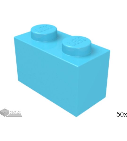 50x LEGO 3004 Steen 1x2 Donker azuur, 50 stuks