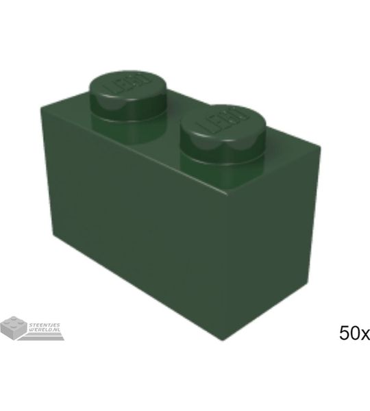 50x LEGO 3004 Steen 1x2 Donkergroen, 50 stuks