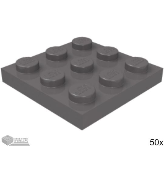 50x LEGO 11212 Plaat 3x3 Donker blauwgrijs, 50 stuks