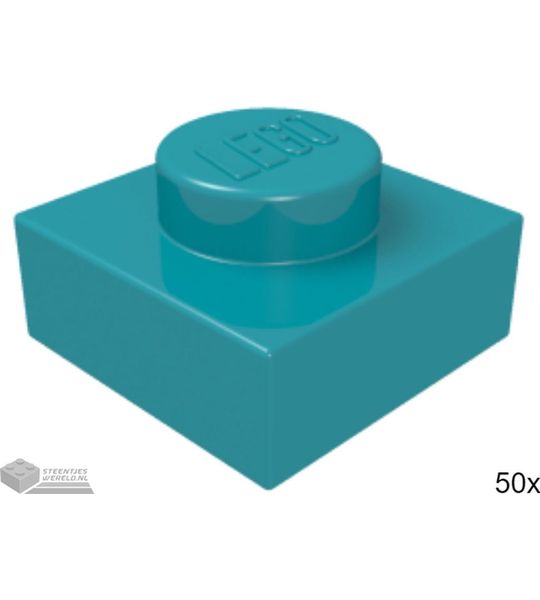 50x LEGO 3024 Plaat 1x1 Donker Turquoise, 50 stuks