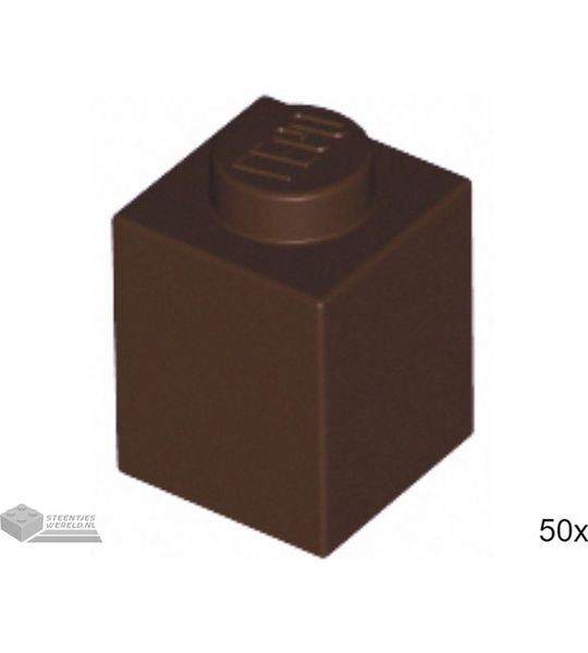 50x LEGO 3005 Steen 1x1 Donkerbruin, 50 stuks