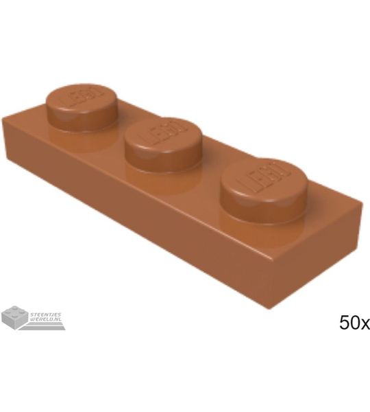 50x LEGO 3623 Plaat 1x3 Donker oranje, 50 stuks