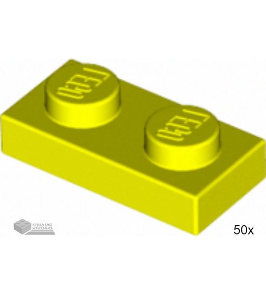 50x LEGO 3023 Plaat 1x2 Neon geel, 50 stuks