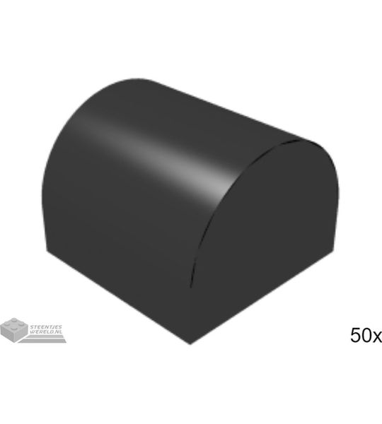 50x LEGO 49307 Dakpan gebogen Zwart, 50 stuks