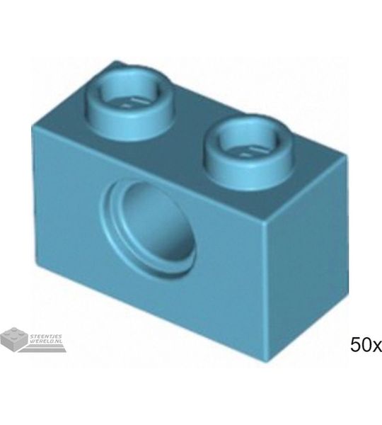 50x LEGO 3700 Technic steen Medium azuur, 50 stuks