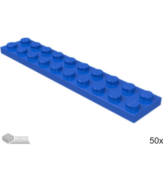 50x LEGO 3832 Plaat 2x10 Blauw, 50 stuks
