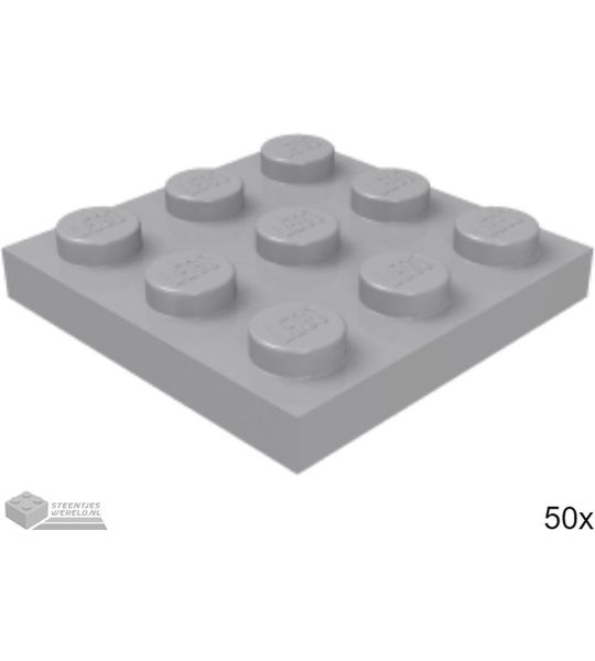 50x LEGO 11212 Plaat 3x3 Licht blauwgrijs, 50 stuks