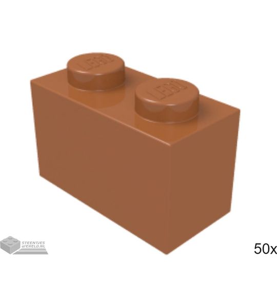 50x LEGO 3004 Steen 1x2 Donker oranje, 50 stuks
