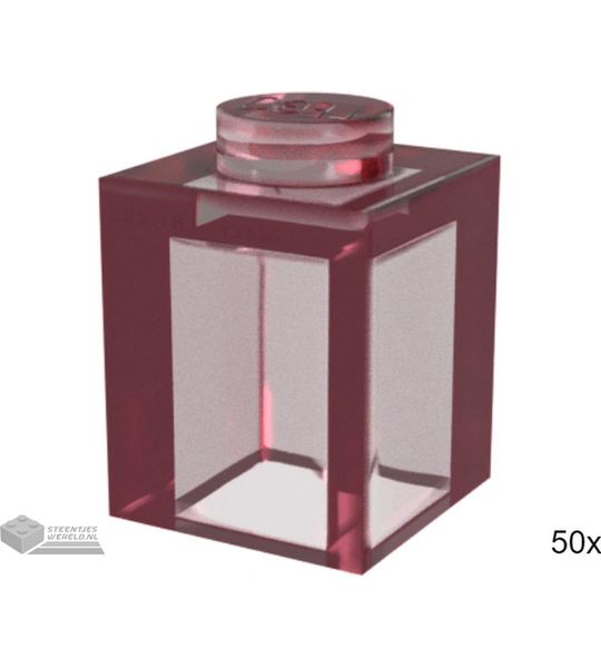 50x LEGO 3005 Steen 1x1 Doorzichtig donkerroze, 50 stuks