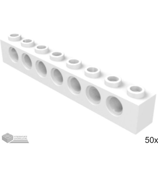 50x LEGO 3702 Technic steen Wit, 50 stuks