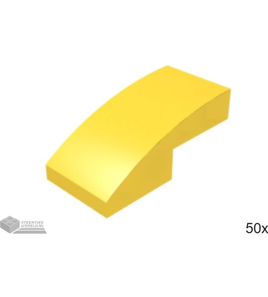 50x LEGO 11477 Dakpan gebogen Geel, 50 stuks