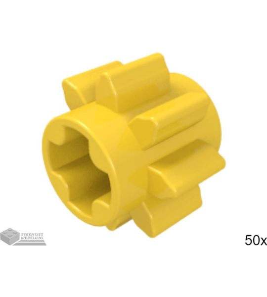 50x LEGO 3647 Technic tandwiel Geel, 50 stuks