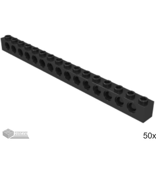 50x LEGO 3703 Technic steen Zwart, 50 stuks